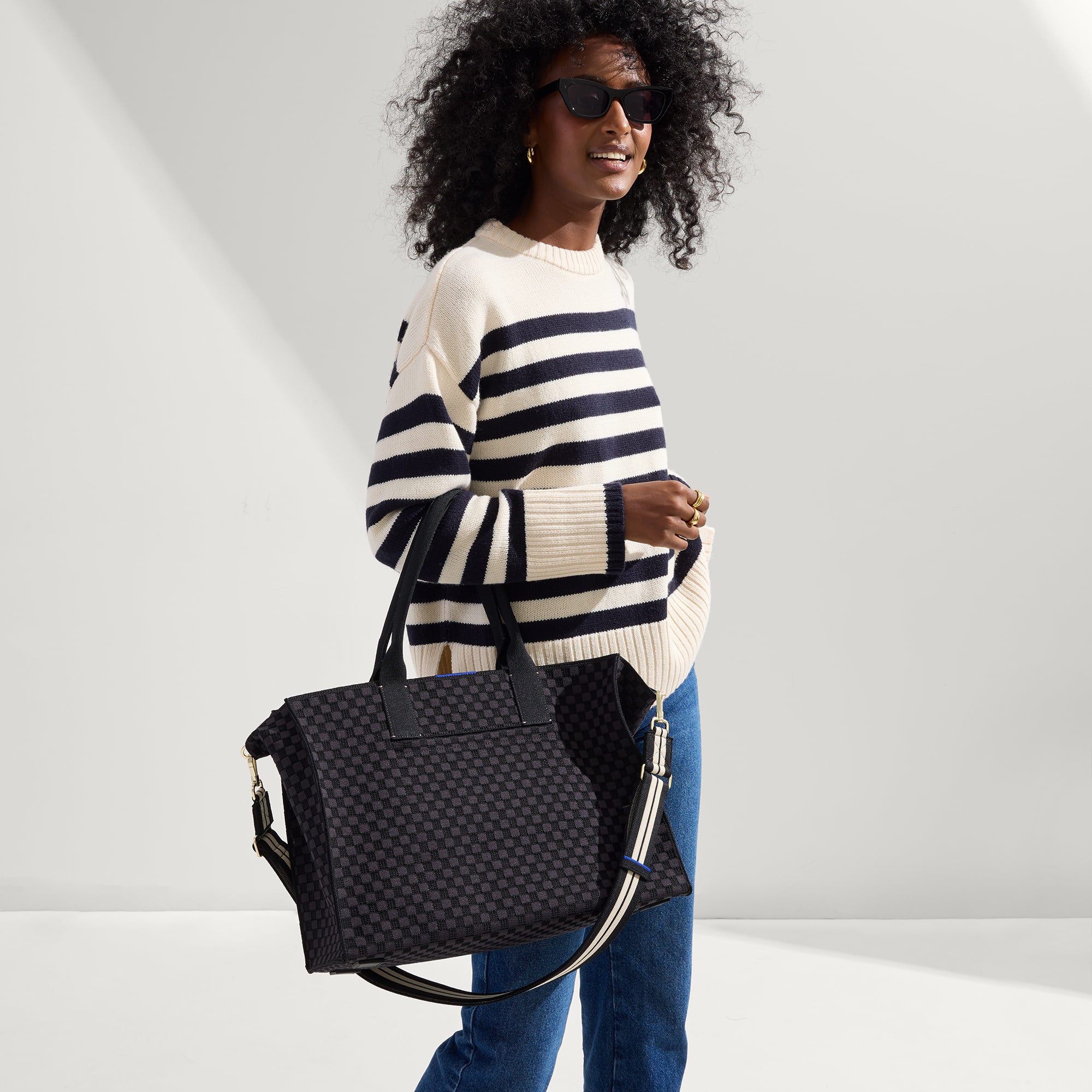 The Crossbody Strap - Black and White Stripe(Black and White Stripe)