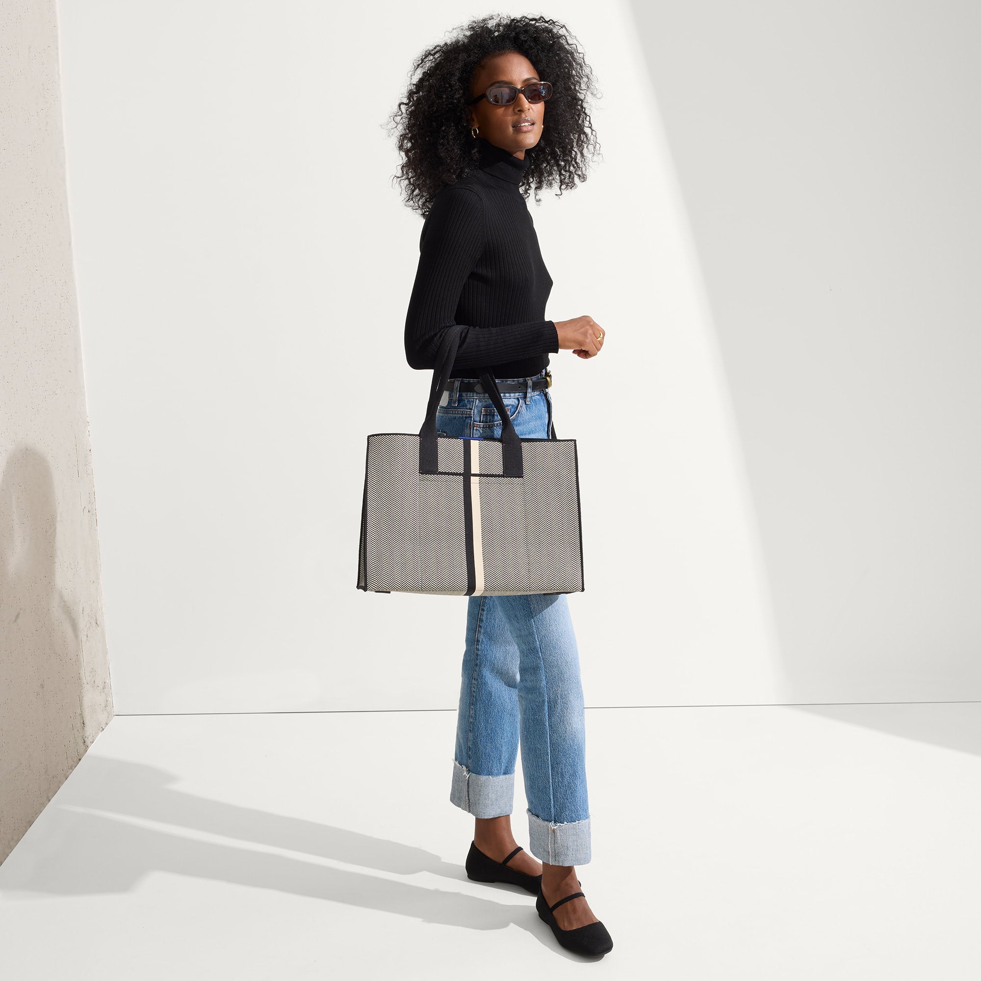 The Classic Tote - Mist Herringbone(Mist Herringbone)