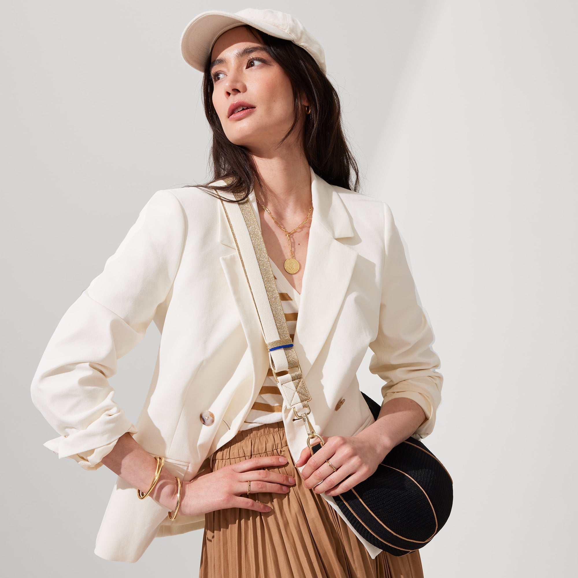 The Crossbody Strap - Gold and White(Gold and White)