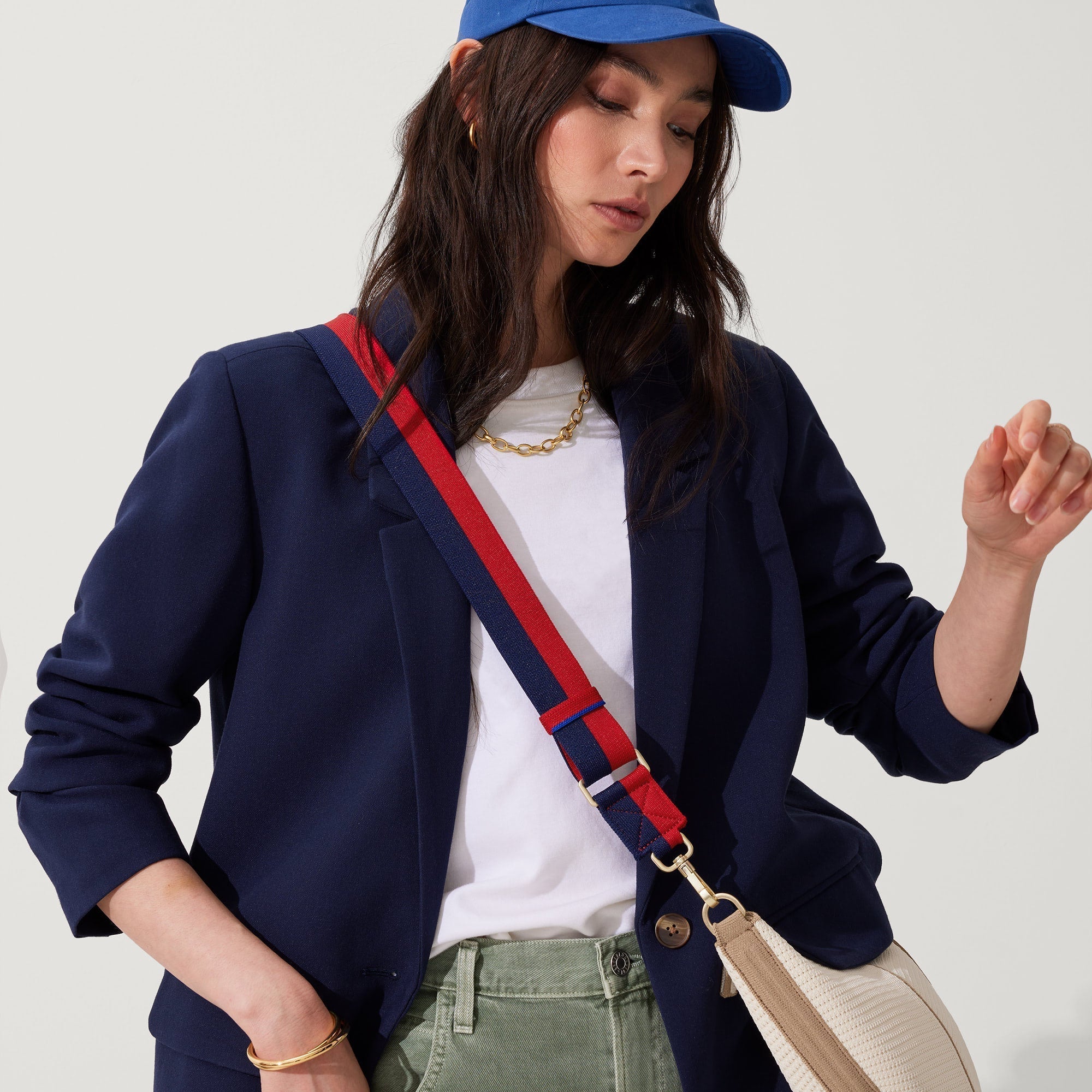 The Crossbody Strap - Navy and Red(Navy and Red)
