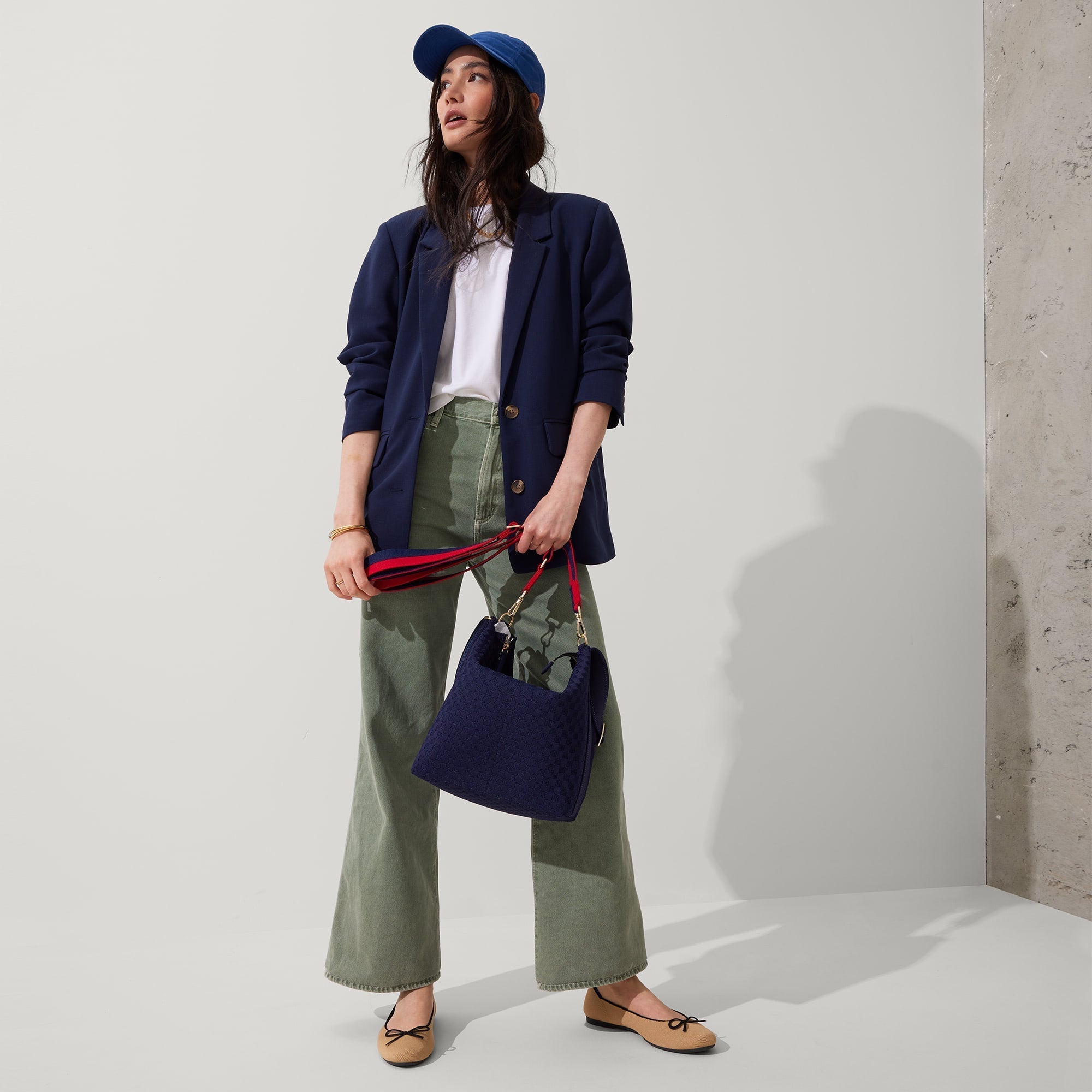 The Crossbody Strap - Navy and Red(Navy and Red)